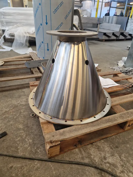 Polished conical fabricated component