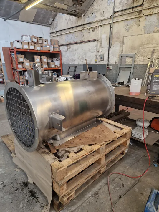 Rear view of cylindrical fabricated assembly